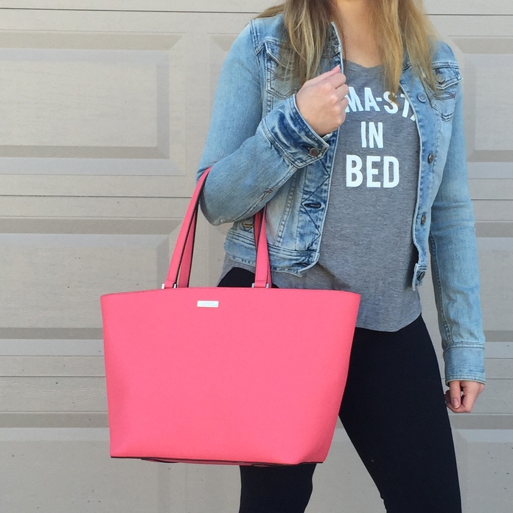 Kate Spade Large Saffiano Leather Pink Tote